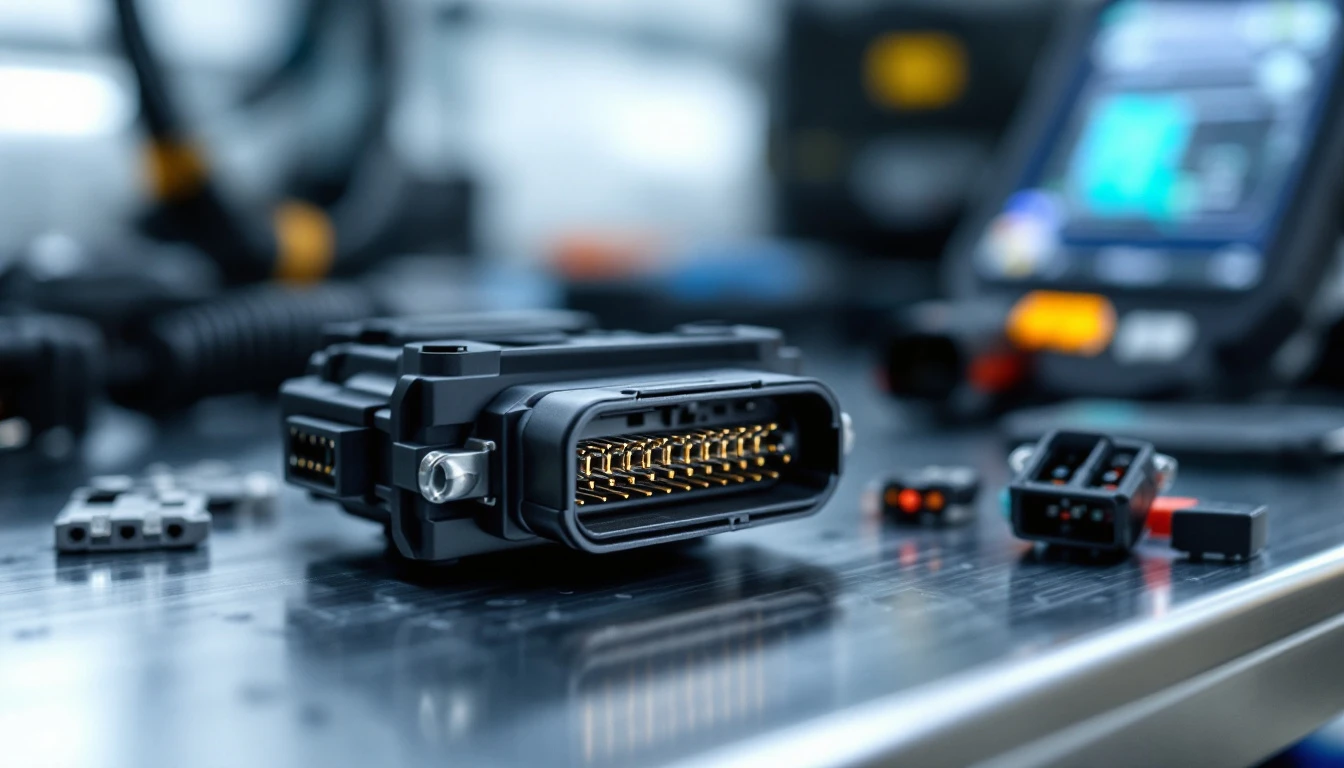 Technician connecting a bidirectional scan tool to program a vehicle ABS control module