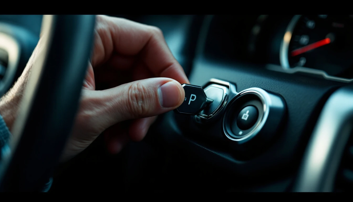 Driver watching a dashboard security indicator illuminate as the engine stalls seconds after starting