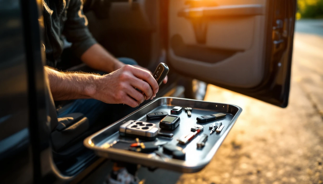 Mobile locksmith programming a GMC Sierra and Ram truck key fob in Fort Worth