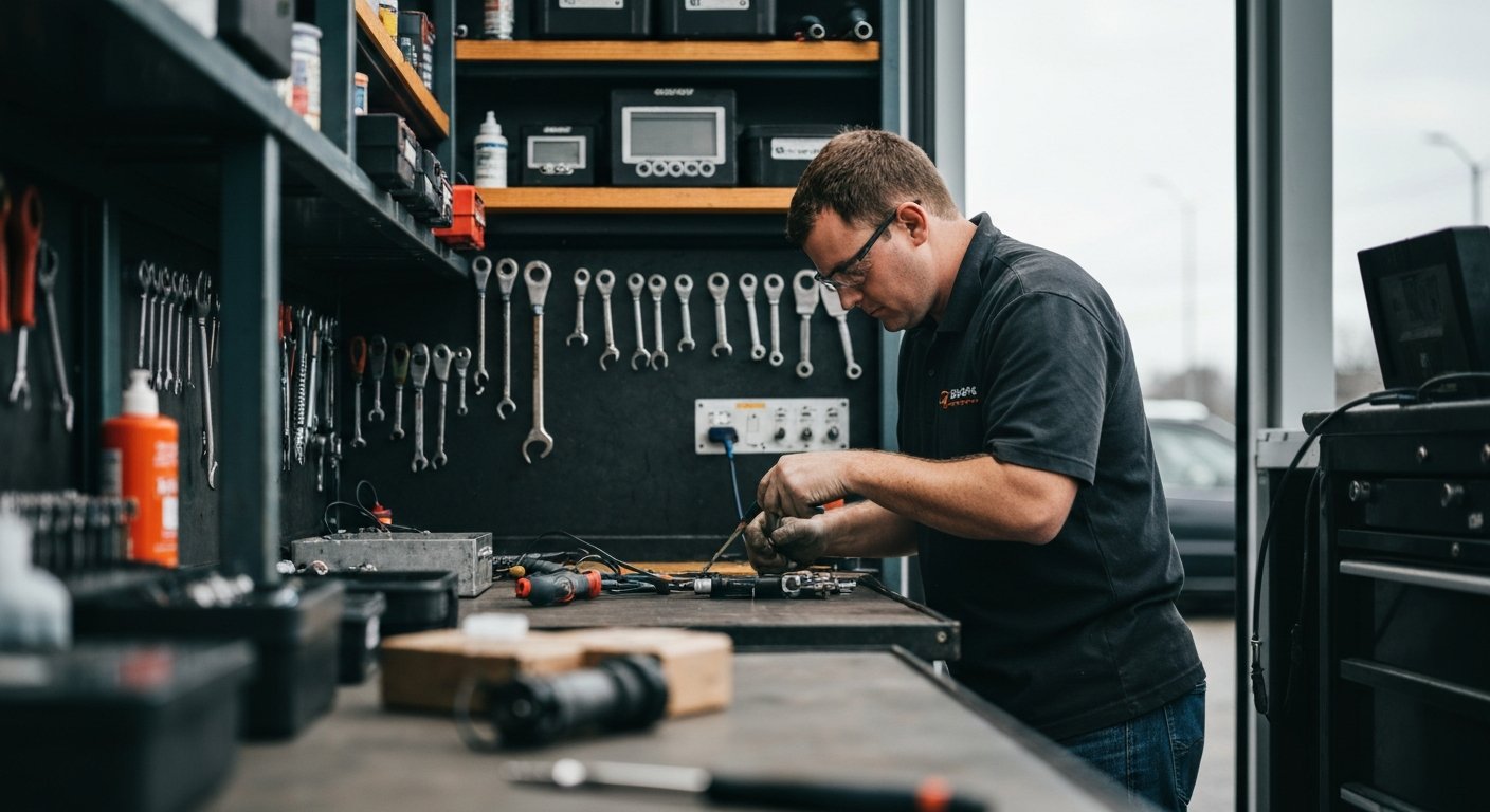 mobile automotive locksmith and vehicle electronics specialist illustrating Locksmith Benbrook TX: Mobile Key Cutting & Programming