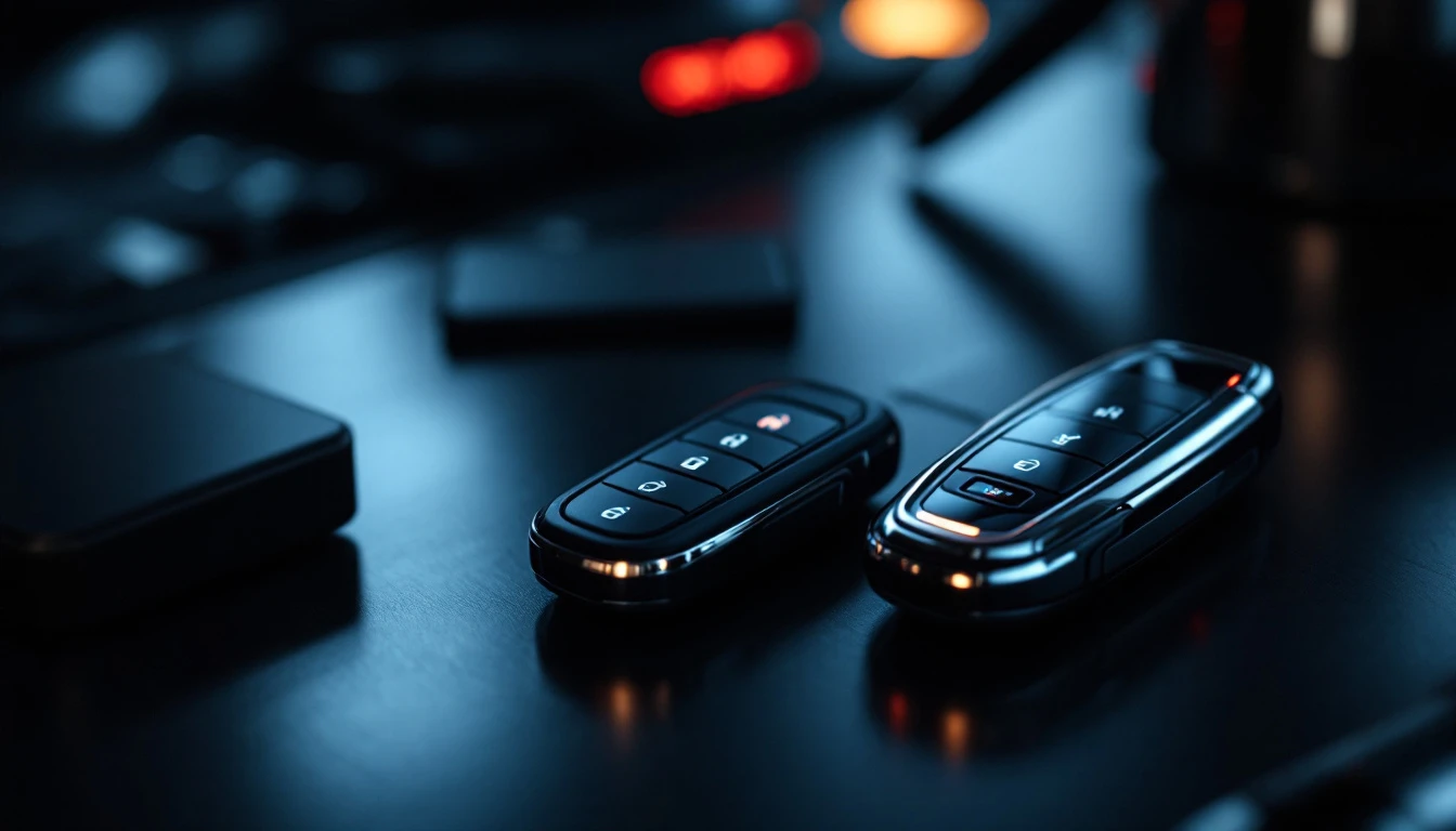 Mercedes-Benz E-Class chrome key fob and EIS diagnostic equipment during a mobile key replacement in Arlington, Texas