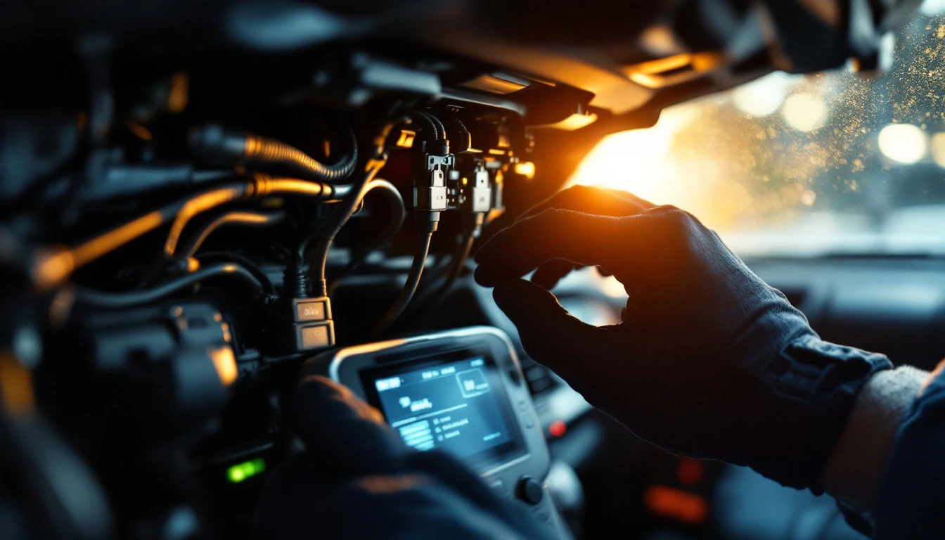 Technician programming a Nissan body control module through the dashboard OBD port with a scan tool