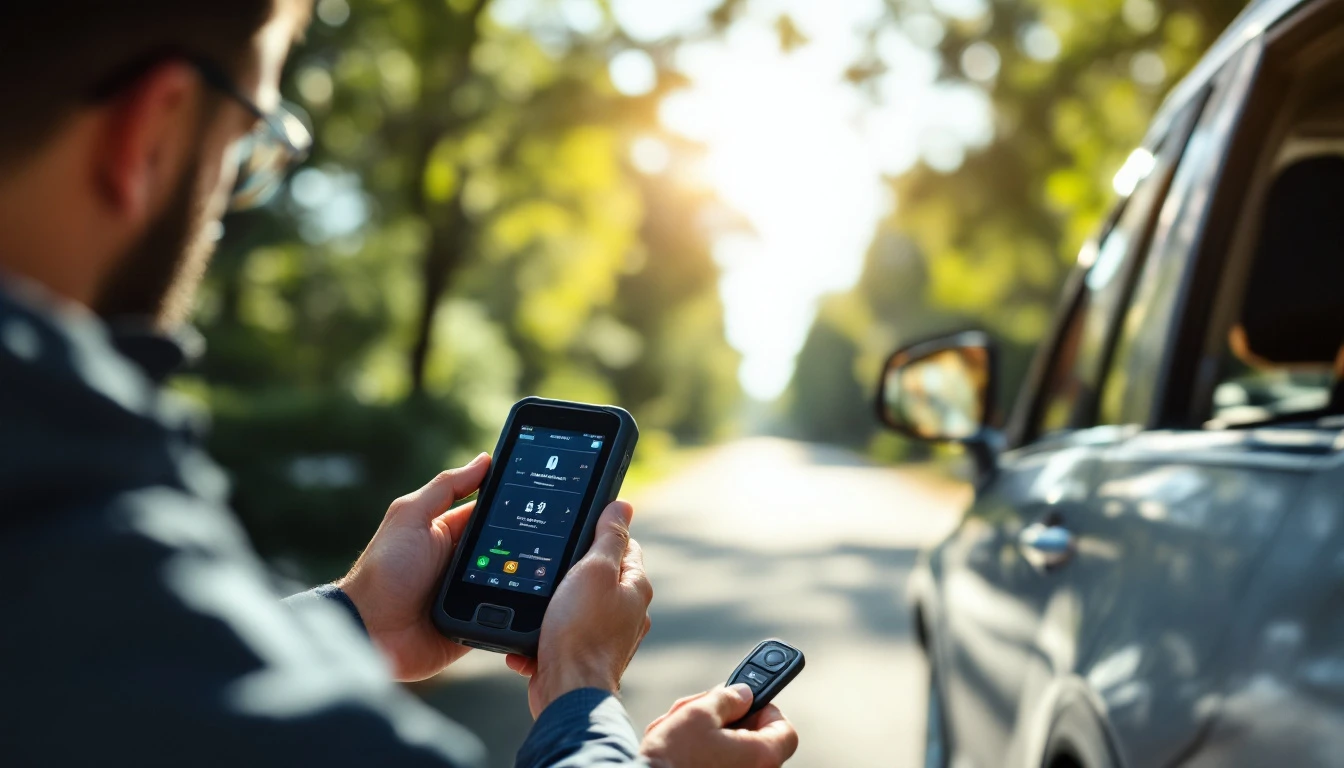 Mobile locksmith programming a Subaru proximity smart key in a Fort Worth driveway